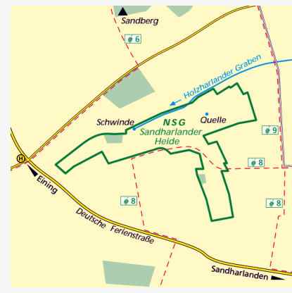 Karte Naturschutzgebiet Sandharlander Heide bei Bad Gögging