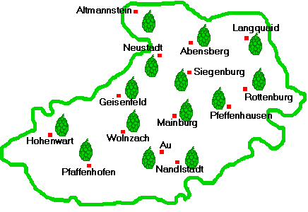 Hopfensiegelbezirke in der Holledau