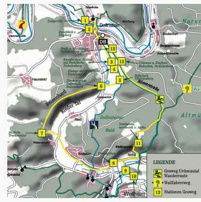 Karte Geoweg Urdonautal in Dollnstein im Altmühltal