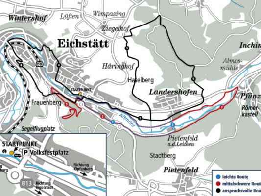 Karte Nordic Walking Park in Eichstätt im Altmühltal