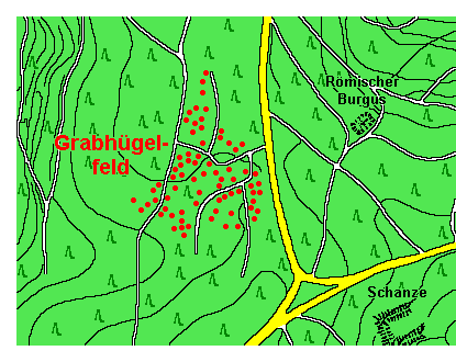 Karte Grabhügel bei Kelheim im Altmühltal