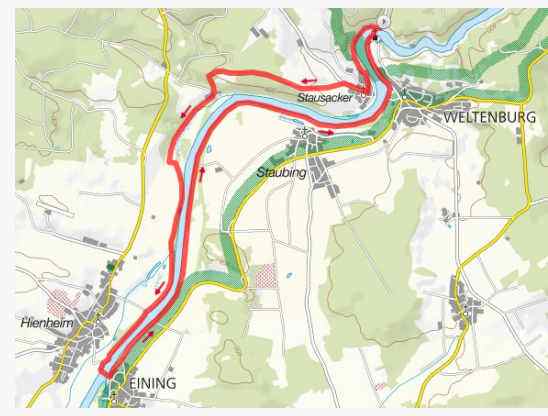 Karte Wanderweg Jurasteig Donau