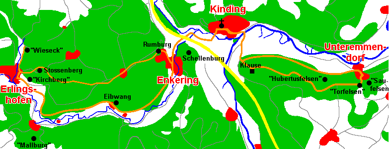 Wanderkarte Burgenwanderweg in Kinding im Altmühltal