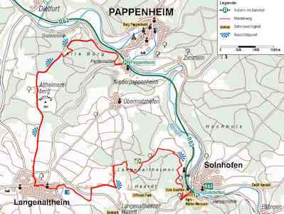 Wanderweg von Pappenheim nach Solnhofen