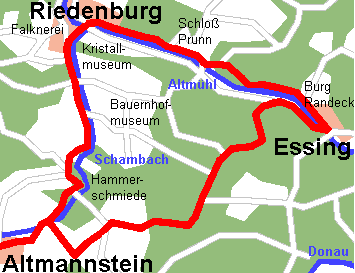 Radweg von Altmannstein über Riedenburg nach Essing und zurück